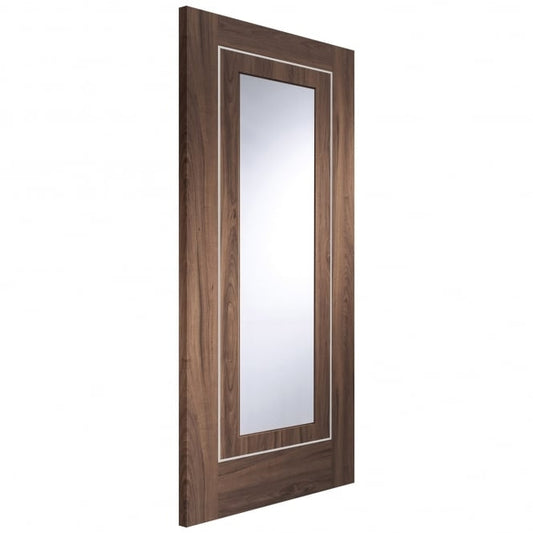 Image for XL Joinery Varese Pre-Finished Internal Walnut Door with Clear Glass