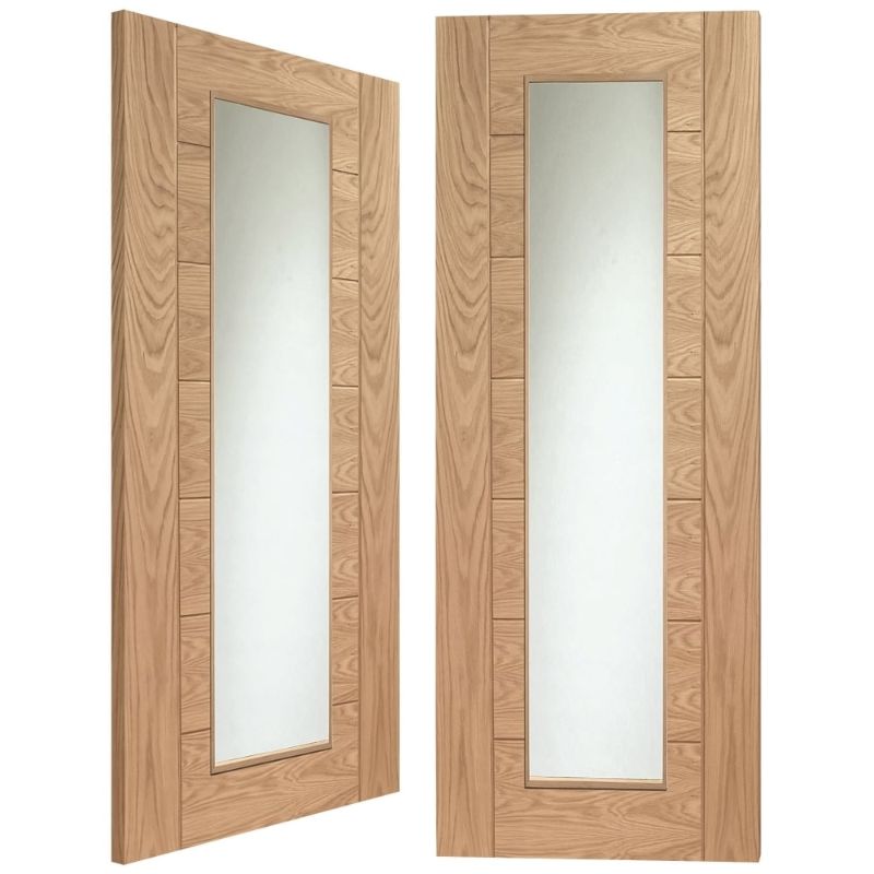 Image for XL Joinery Palermo Internal Oak Rebated Door Pair with Clear Glass 1981 x 1168 x 40mm (46")