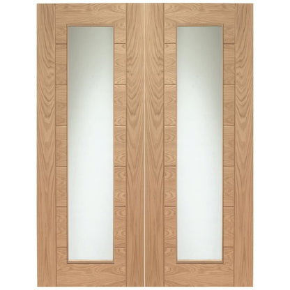 Image for XL Joinery Palermo Internal Oak Rebated Door Pair with Clear Glass 1981 x 1168 x 40mm (46")