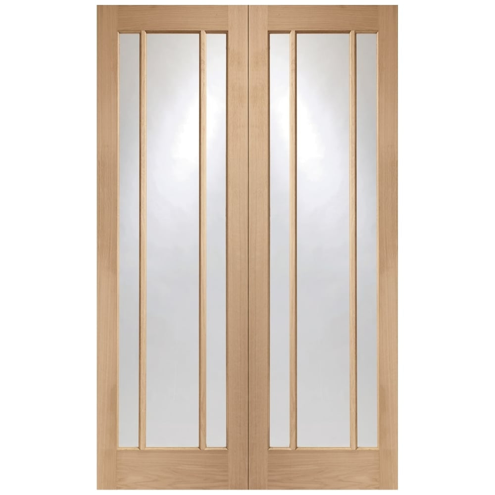 Image for XL Joinery Worcester Internal Oak Rebated Door Pair with Clear Glass