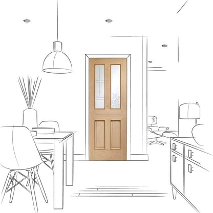 Image for XL Joinery Malton With Raised Mouldings Internal Oak Door with Clear Bevelled Glass