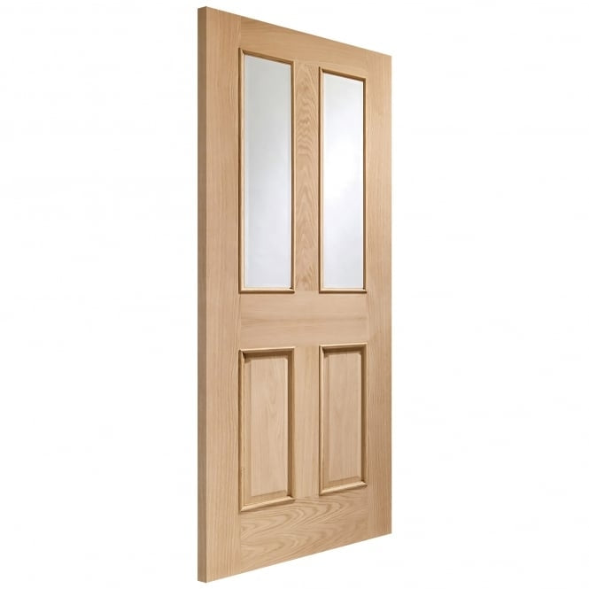 Image for XL Joinery Malton With Raised Mouldings Internal Oak Door with Clear Bevelled Glass