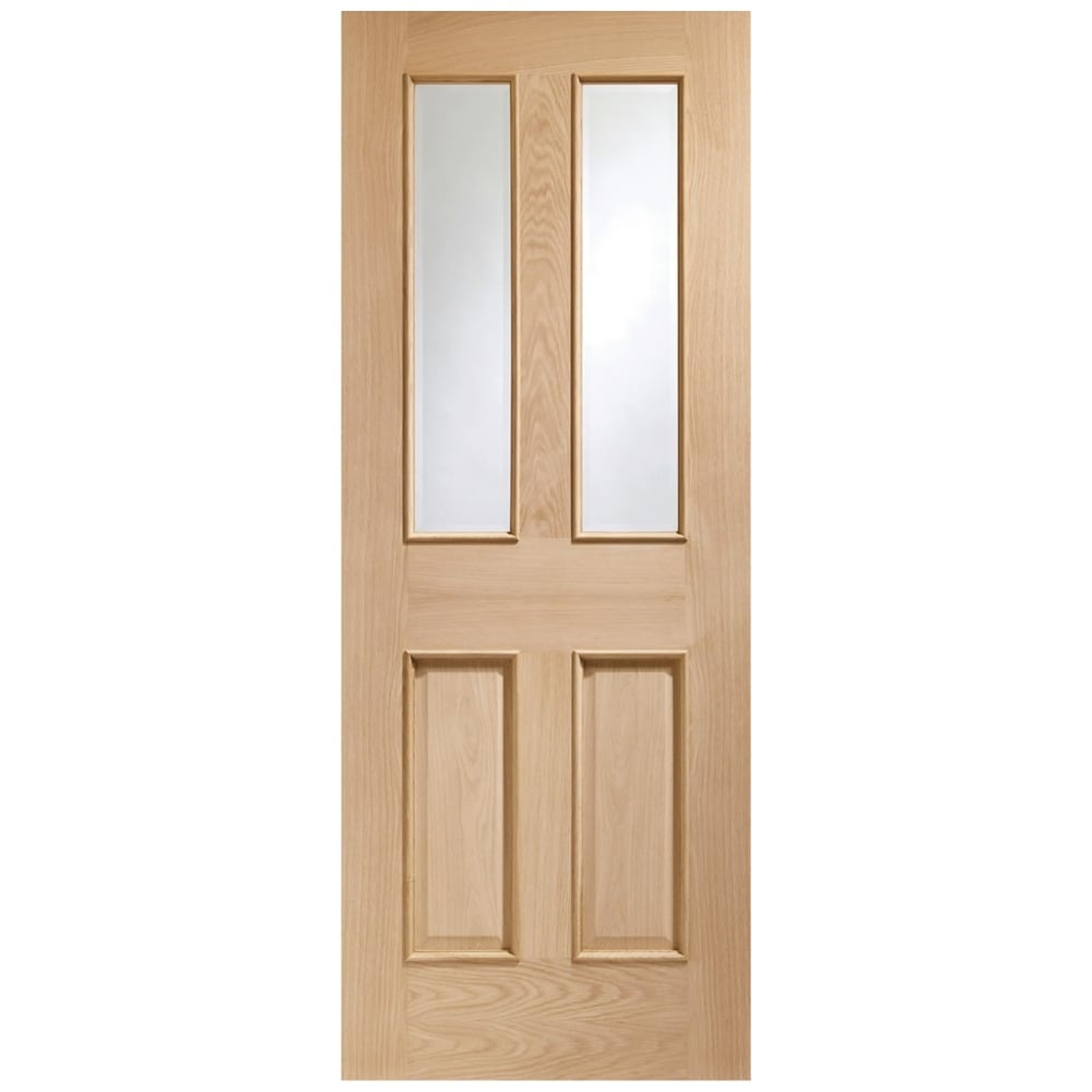 Image for XL Joinery Malton With Raised Mouldings Internal Oak Door with Clear Bevelled Glass