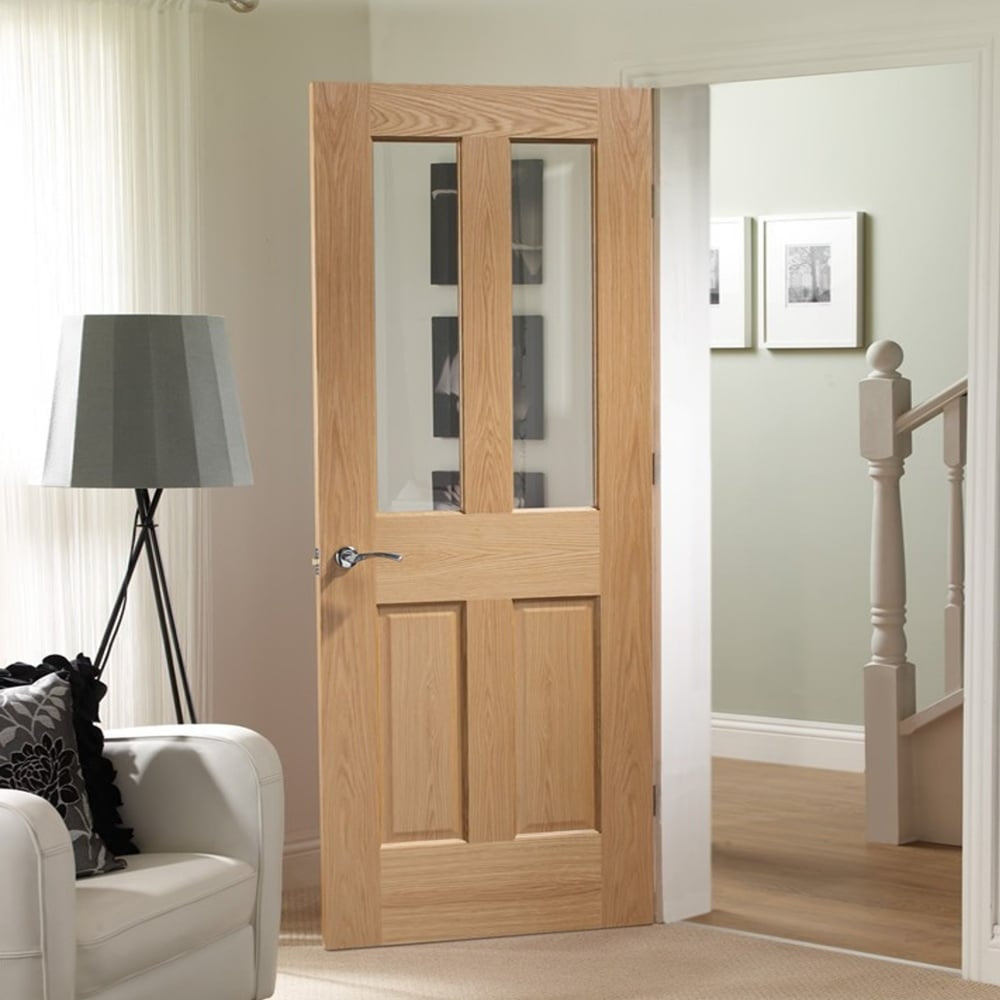 Image for XL Joinery Malton With Raised Mouldings Internal Oak Door with Clear Bevelled Glass