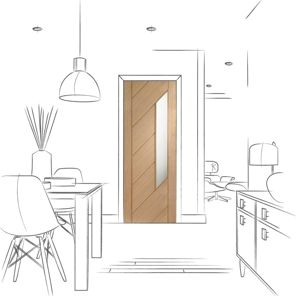 Image for XL Joinery Monza Internal Oak Door with Obscure Glass