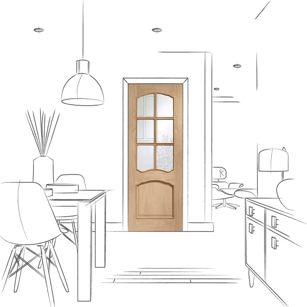 Image for XL Joinery Riviera Internal Oak Door With Raised Mouldings and Clear Bevelled Glass