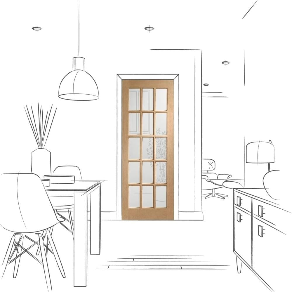 Image for XL Joinery SA77 Internal Oak Door with Clear Bevelled Glass