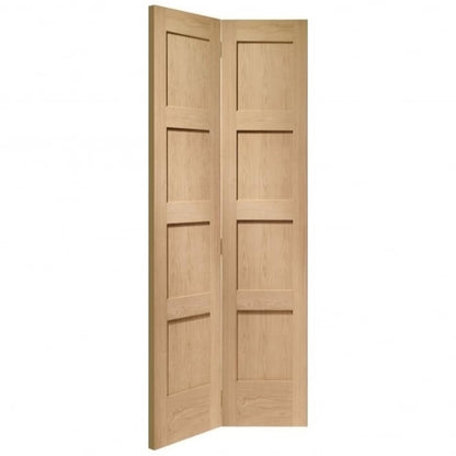 Image for XL Joinery Shaker 4 Panel Bi-Fold Internal Oak Door