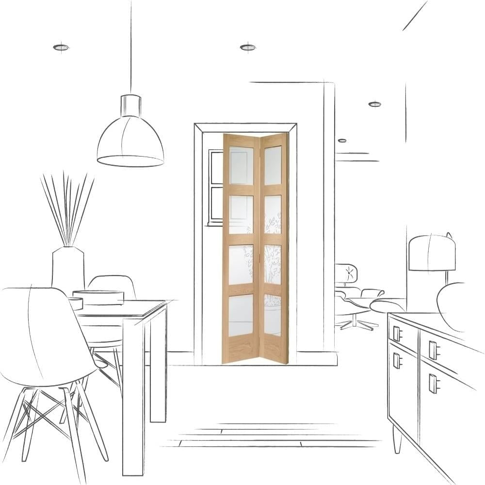 Image for XL Joinery Shaker Bi-Fold Internal Oak Door with Clear Glass