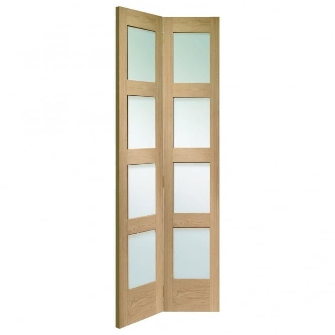 Image for XL Joinery Shaker Bi-Fold Internal Oak Door with Clear Glass