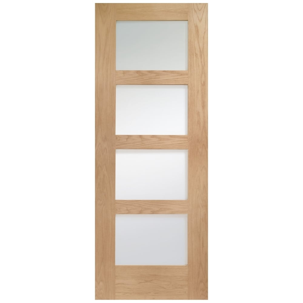 Image for XL Joinery Shaker 4 Light Internal Oak Door with Obscure Glass