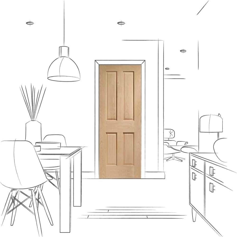 Image for XL Joinery Victorian 4 Panel Internal Oak Door