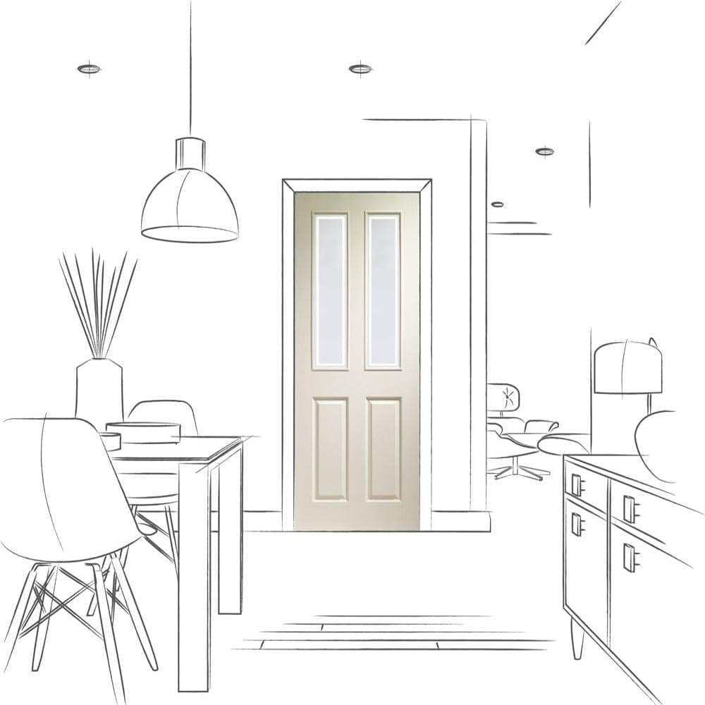 Image Of XL Joinery Victorian 4 Panel Internal White Moulded Door with Forbes Glass