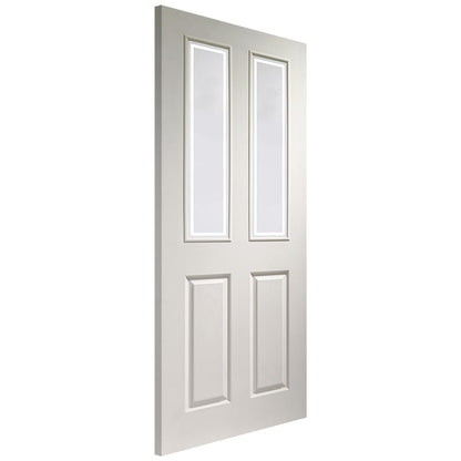 Image Of XL Joinery Victorian 4 Panel Internal White Moulded Door with Forbes Glass