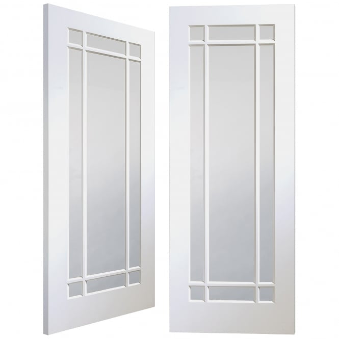 Image for XL Joinery Cheshire Internal White Primed Rebated Door Pair with Clear Glass