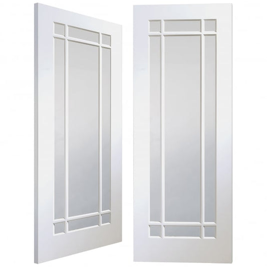 Image for XL Joinery Cheshire Internal White Primed Rebated Door Pair with Clear Glass