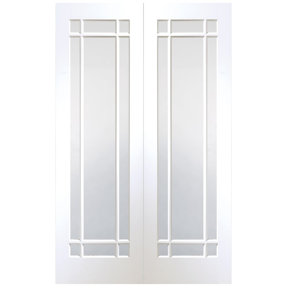 Image for XL Joinery Cheshire Internal White Primed Rebated Door Pair with Clear Glass