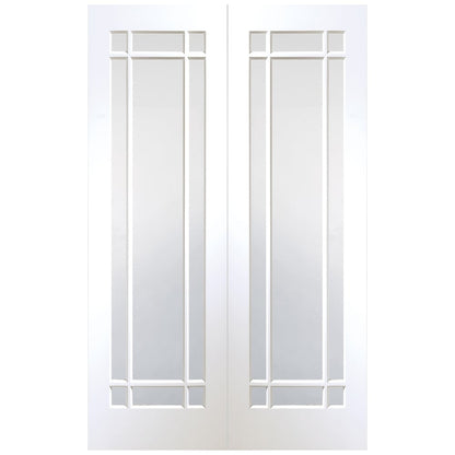 Image for XL Joinery Cheshire Internal White Primed Rebated Door Pair with Clear Glass