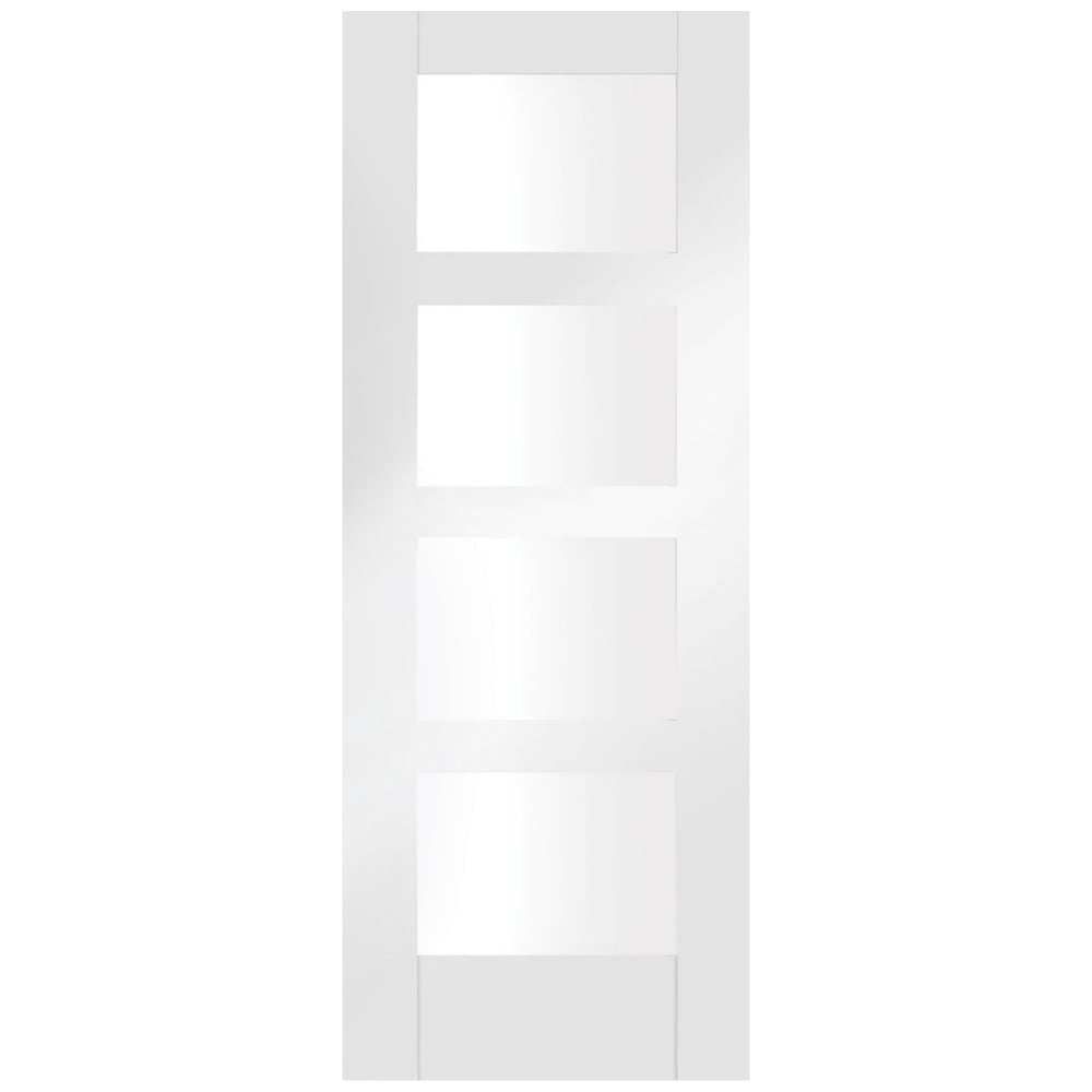 Image for XL Joinery Shaker 4 Light Internal White Primed Fire Door with Clear Glass