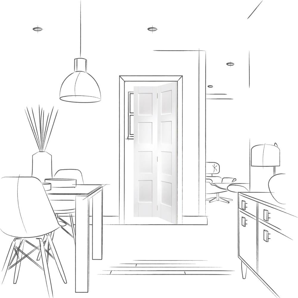 Image for XL Joinery Shaker 4 Panel Bi-Fold Internal White Primed Door