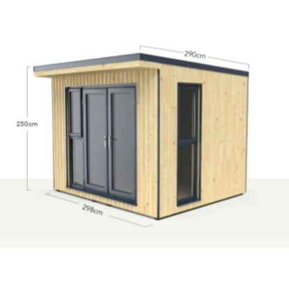 Forest Garden Xtend Premium 2.98 x 2.9m Insulated Garden Office with 1/2 Window