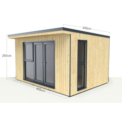 Forest Garden Xtend Premium 4 x 3.42m Insulated Garden Office with 1/2 Window